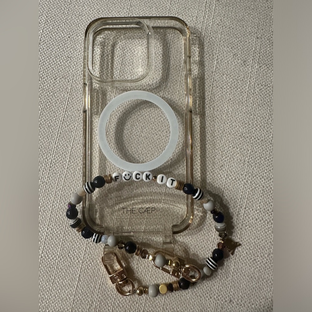 The Cape iPhone 14 Pro Clear Case with F*ck It Phone Chain